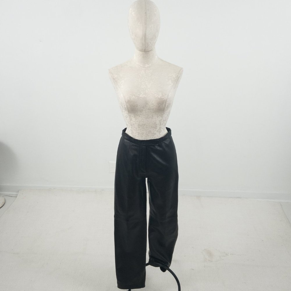 Vintage 4 Leather Highrise Straight Pants Black - Picture 5 of 11